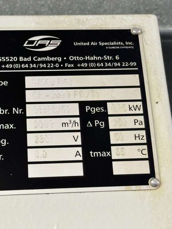 Ölnebelabsaugung_Buechel UAS United Air Specialist Smog Hog SH-2000_Bj.2007_IntNr231072 – Bild 2